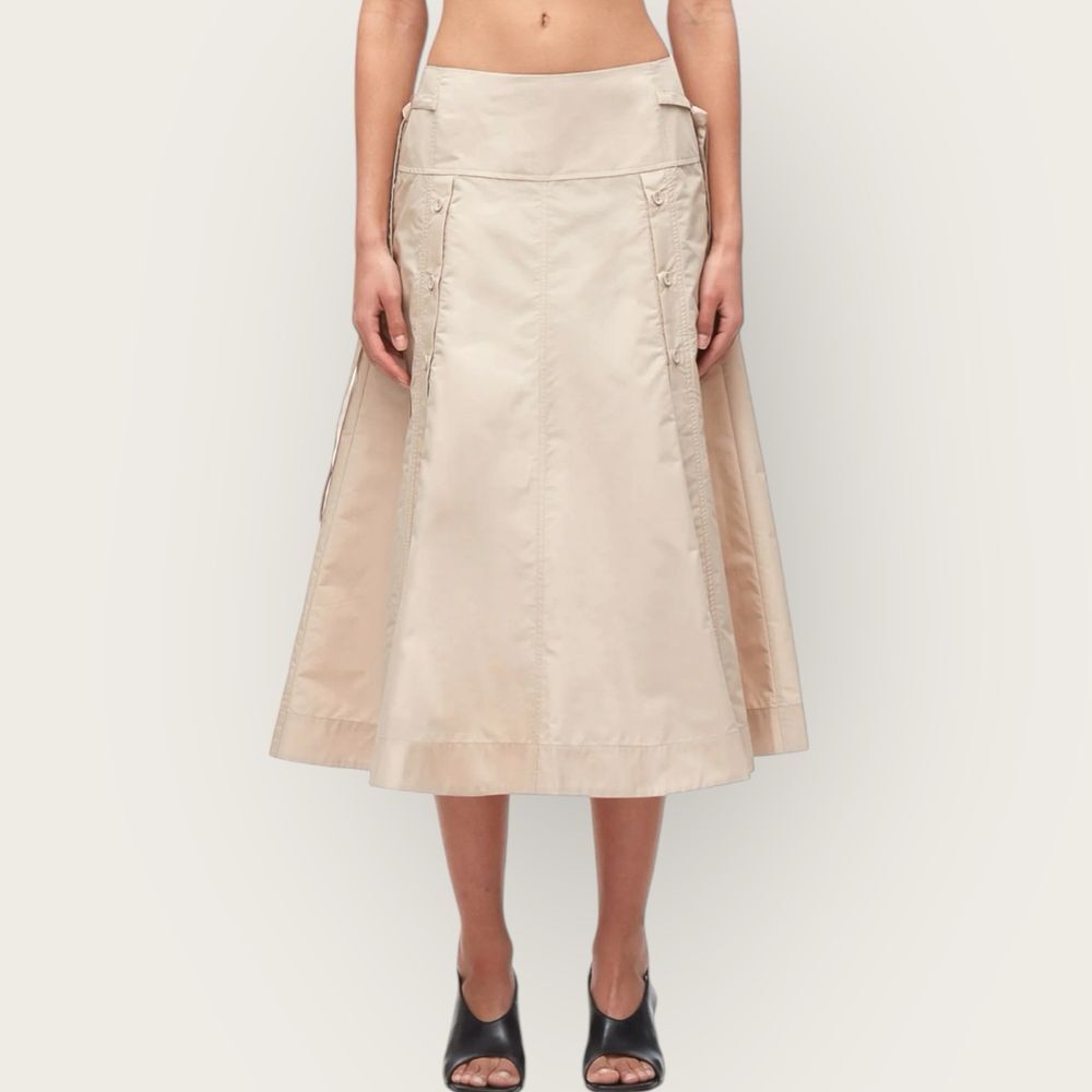 3.1 Phillip Lim Button Front Tie Waist Midi Skirt Khaki Pleated‎ Sz 12